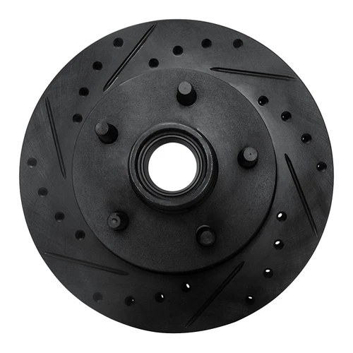 DFC Rotors-Drilled and Slotted-Black with Heavy Duty Brake Pads for 1995-1997 Ford/Mazda (Ranger, B2300, B3000, B4000) 8202-99118