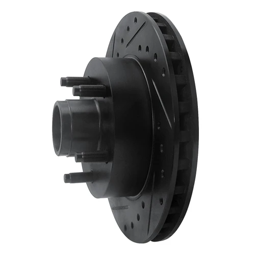 DFC Rotors-Drilled and Slotted-Black with Heavy Duty Brake Pads for 1995-1997 Ford/Mazda (Ranger, B2300, B3000, B4000) 8202-99118
