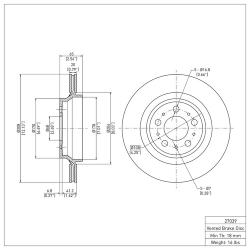 DFC Geospec Rotors with 5000 Euro Ceramic Brake Pads for 2003-2014 Volvo (XC90) 4602-27021