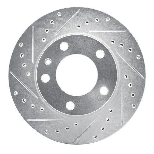 DFC Rotors-Drilled and Slotted-Silver with 5000 Advanced Brake Pads includes Hardware for 1982-1989 BMW (535i, 535is, 633CSi, 635CSi)