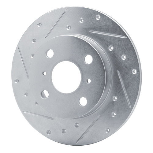 DFC Rotors-Drilled and Slotted-Silver with 5000 Advanced Brake Pads for 1983-1990 Toyota (Tercel) 7502-76179