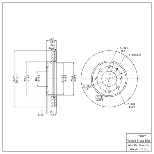 DFC GEOSPEC Rotors with 5000 Advanced Brake Pads for 1998-2006 Hyundai (Elantra) 4502-72041