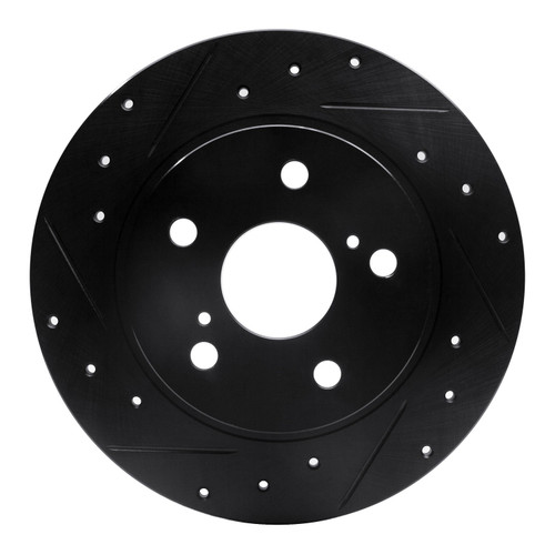DFC Rotors-Drilled and Slotted-Black with 5000 Advanced Brake Pads for 2011-2016 Scion (tC) 8502-91000