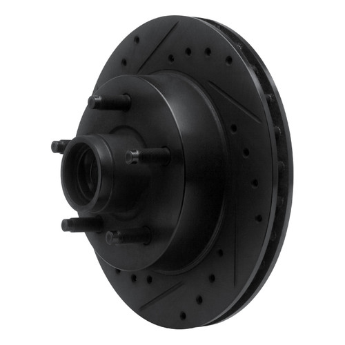DFC Rotors-Drilled and Slotted-Black with 5000 Advanced Brake Pads for 1983-1994 Ford/Mazda (Aerostar, Ranger, B2300, B3000) 8502-99019