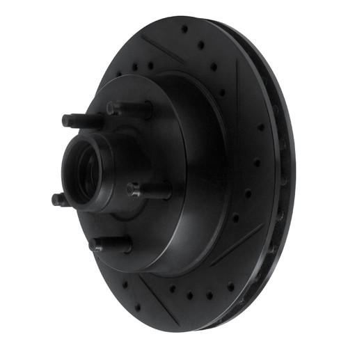 DFC Rotors-Drilled and Slotted-Black with 5000 Advanced Brake Pads for 1983-1994 Ford/Mazda (Aerostar, Ranger, B2300, B3000) 8502-99019