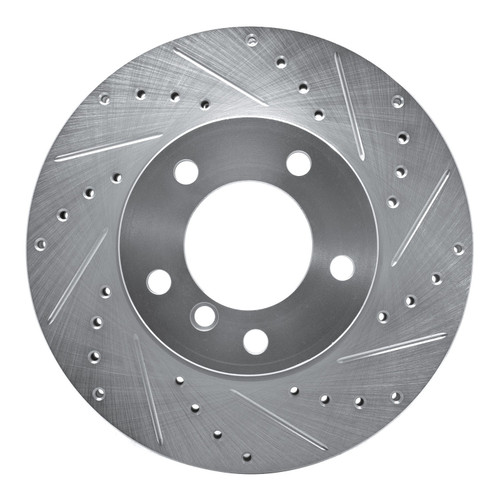 DFC Rotors-Drilled and Slotted-Silver with 5000 Advanced Brake Pads includes Hardware for 2006-2007 BMW (323i, 325i, 325xi, 328i) 7512-31069