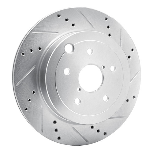 DFC Rotors-Drilled and Slotted-Silver with 5000 Advanced Brake Pads for 2008-2020 Subaru (Impreza, WRX, WRX STI) 7502-13023