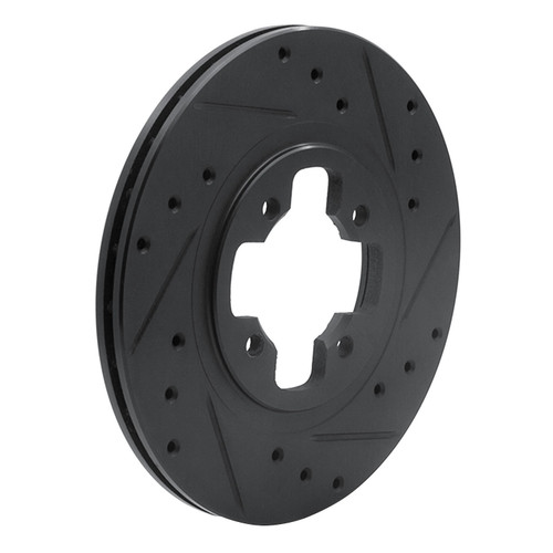 DFC Rotors-Drilled and Slotted-Black with 5000 Advanced Brake Pads for 1984 Nissan (Maxima) 8502-67138