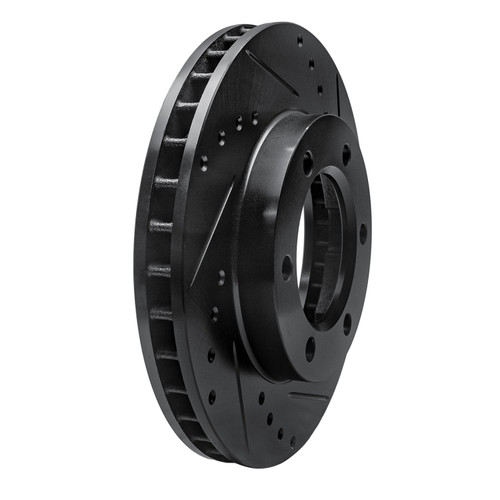 DFC Rotors-Drilled and Slotted-Black with 5000 Advanced Brake Pads for 1971-1991 Chevrolet/GMC/Jeep (Blazer, K10, K10 Pickup, K10 Suburban)