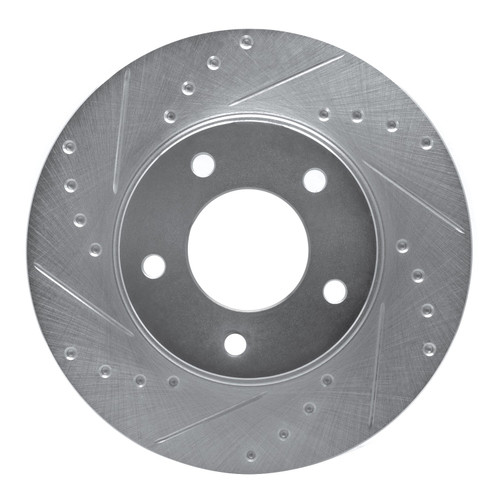 DFC Rotors-Drilled and Slotted-Silver with 5000 Advanced Brake Pads for 1998-2003 Mazda (626, Protege) 7502-80137