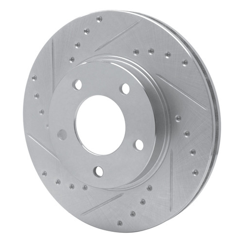 DFC Rotors-Drilled and Slotted-Silver with 5000 Advanced Brake Pads for 1998-2003 Mazda (626, Protege) 7502-80137