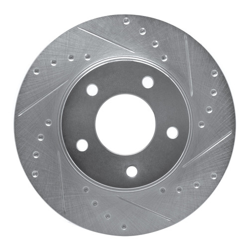 DFC Rotors-Drilled and Slotted-Silver with 5000 Advanced Brake Pads for 1998-2003 Mazda (626, Protege) 7502-80137