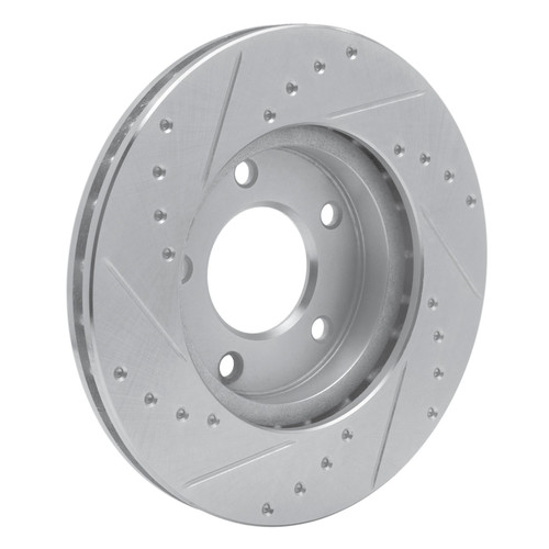 DFC Rotors-Drilled and Slotted-Silver with 5000 Advanced Brake Pads for 1998-2003 Mazda (626, Protege) 7502-80137