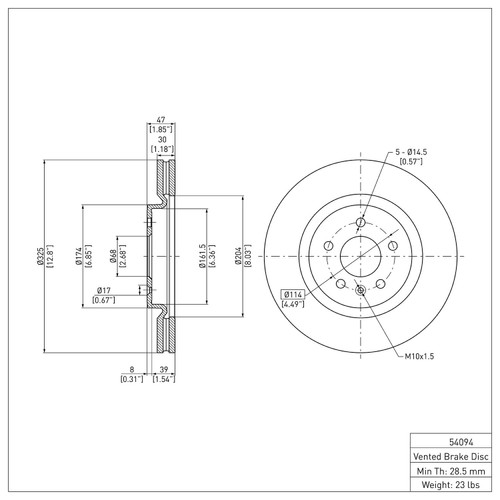 DFC Rotors with Heavy Duty Brake Pads includes Hardware for 2011-2012 Ford (Taurus) 6212-54010