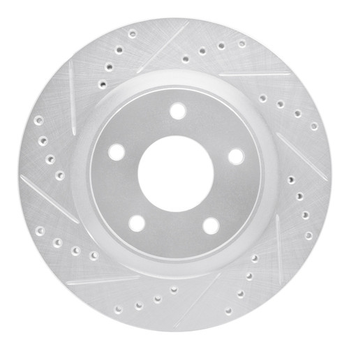 DFC Rotors-Drilled and Slotted-Silver with 5000 Euro Ceramic Brake Pads for 2011-2019 Nissan (Juke, Sentra) 7602-67012