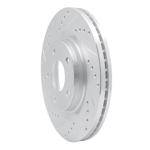 DFC Rotors-Drilled and Slotted-Silver with 5000 Euro Ceramic Brake Pads for 2011-2019 Nissan (Juke, Sentra) 7602-67012