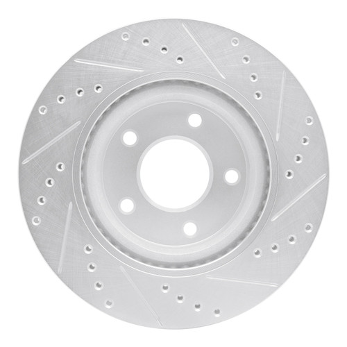 DFC Rotors-Drilled and Slotted-Silver with 5000 Euro Ceramic Brake Pads for 2011-2019 Nissan (Juke, Sentra) 7602-67012