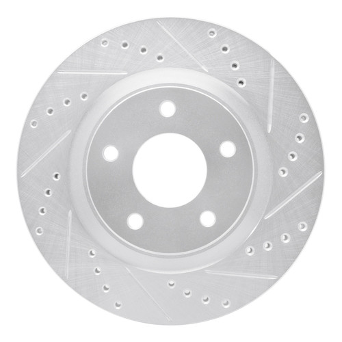 DFC Rotors-Drilled and Slotted-Silver with 5000 Euro Ceramic Brake Pads for 2011-2019 Nissan (Juke, Sentra) 7602-67012
