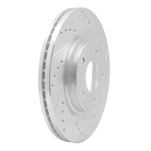 DFC Rotors-Drilled and Slotted-Silver with 5000 Euro Ceramic Brake Pads for 2011-2019 Nissan (Juke, Sentra) 7602-67012