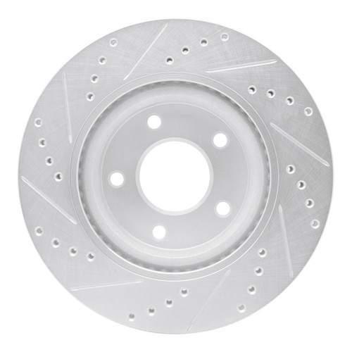 DFC Rotors-Drilled and Slotted-Silver with 5000 Euro Ceramic Brake Pads for 2011-2019 Nissan (Juke, Sentra) 7602-67012