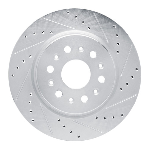 DFC Rotors-Drilled and Slotted-Silver with 5000 Euro Ceramic Brake Pads for 2017-2020 Buick/Cadillac/Chevrolet (Enclave, XT5, XT6, Blazer)