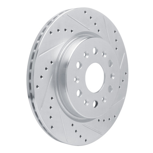 DFC Rotors-Drilled and Slotted-Silver with 5000 Euro Ceramic Brake Pads for 2017-2020 Buick/Cadillac/Chevrolet (Enclave, XT5, XT6, Blazer)