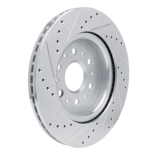 DFC Rotors-Drilled and Slotted-Silver with 5000 Euro Ceramic Brake Pads for 2017-2020 Buick/Cadillac/Chevrolet (Enclave, XT5, XT6, Blazer)