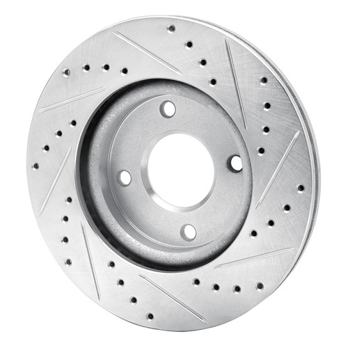 DFC Rotors-Drilled and Slotted-Silver with 5000 Euro Ceramic Brake Pads for 2007-2012 Nissan (Sentra) 7602-67004