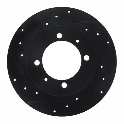 DFC Rotors-Drilled and Slotted-Black with 5000 Advanced Brake Pads for 1988-1992 Dodge/Eagle/Mitsubishi (2000 GTX, Colt, Summit, Galant)