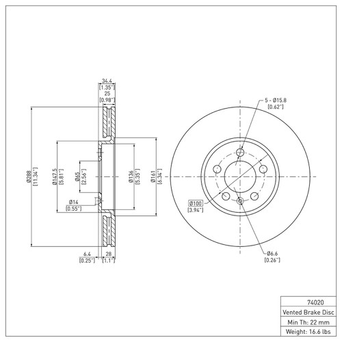 DFC GEOSPEC Rotors with 5000 Advanced Brake Pads for 1999 Volkswagen (Jetta) 4502-74092