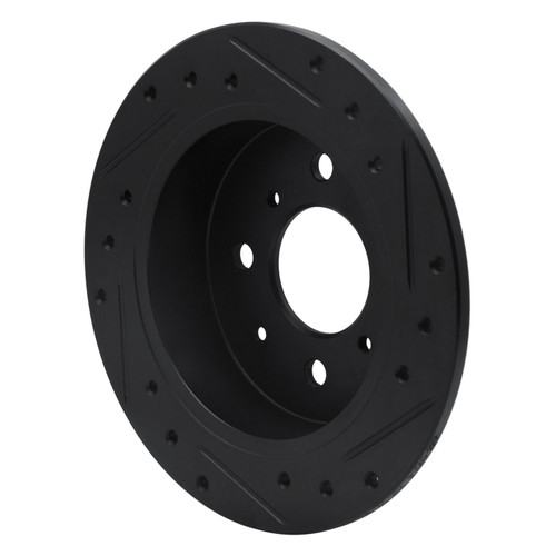 DFC Rotors-Drilled and Slotted-Black with 5000 Advanced Brake Pads for 1988-2001 Acura/Honda (Integra, Accord, Civic, Civic del Sol)