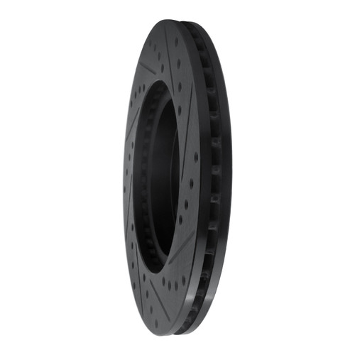 DFC Rotors-Drilled and Slotted-Black with 5000 Euro Ceramic Brake Pads for 2007-2012 Nissan (Sentra) 8602-67004