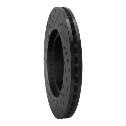 DFC Rotors-Drilled and Slotted-Black with 5000 Euro Ceramic Brake Pads for 2007-2012 Nissan (Sentra) 8602-67004