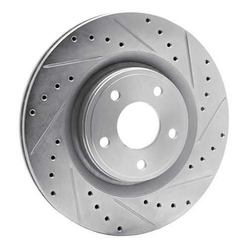 DFC Rotors-Drilled and Slotted-Silver with 5000 Advanced Brake Pads for 2007-2010 Chevrolet (Cobalt, HHR) 7502-47207