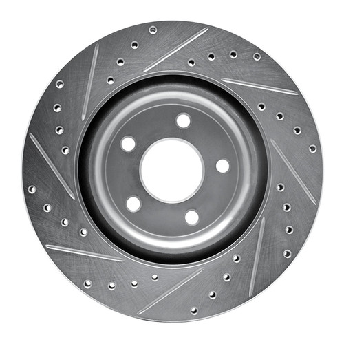 DFC Rotors-Drilled and Slotted-Silver with 5000 Advanced Brake Pads for 2007-2010 Chevrolet (Cobalt, HHR) 7502-47207