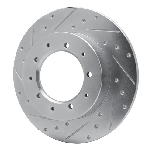 DFC Rotors-Drilled and Slotted-Silver with 5000 Advanced Brake Pads for 1974-2016 Land Rover (Defender, Defender 90, Discovery, Range Rover)