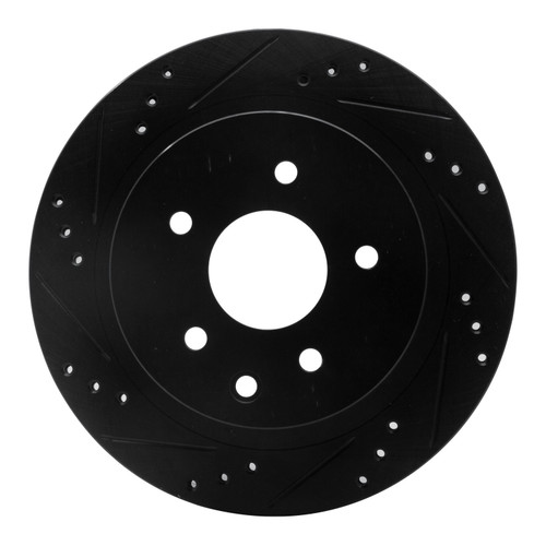 DFC Rotors-Drilled and Slotted-Black with 5000 Advanced Brake Pads for 2002-2022 INFINITI/Nissan/Renault (G35, 350Z, Juke, LEAF) 8502-67099