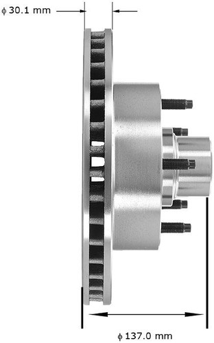 Rotor and Hub Assem for 1975-1993 Ford (E-100 Econoline, E-100 Econoline Club Wagon, E-150 Econoline, E-150 Econoline Club Wagon) PRT1067 - side view