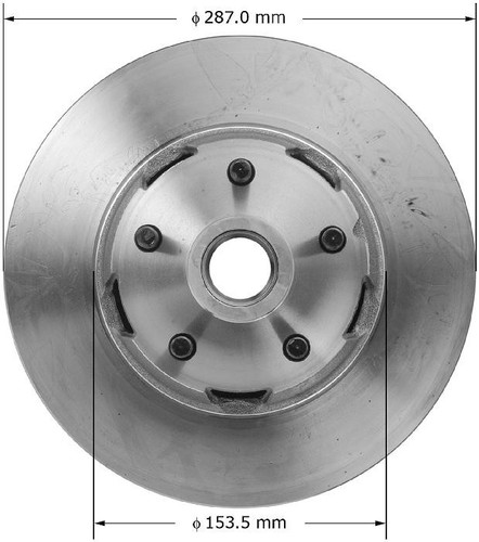 Rotor and Hub Assem for 1966-1967 Ford/Mercury (Fairlane, Mustang, Ranch Wagon, Ranchero) PRT1017 - front view