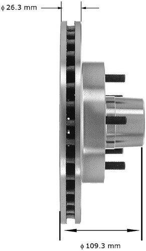 Rotor and Hub Assem for 1985-1995 Buick/Chevrolet/GMC (Regal, Camaro, El Camino, LLV) PRT1233 - side view