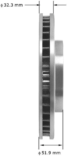 Disc Brake Rotor for 1990-1997 Buick/Cadillac/Chevrolet (LeSabre, Park Avenue, Riviera, Allante) PRT1868 - side view