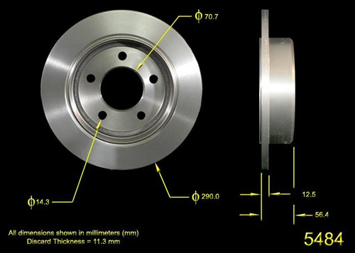 Disc Brake Rotor for 1991-1995 Ford/Lincoln/Mercury (Country Squire, Crown Victoria, Town Car, Colony Park) PRT1547 - front view