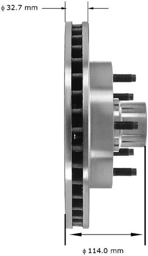 Rotor and Hub Assem for 1994-1999 Dodge (Ram 1500) PRT1921 - side view