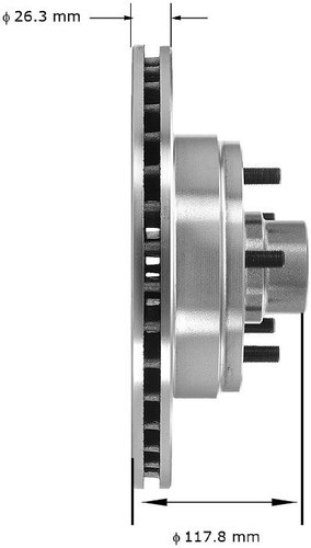 Rotor and Hub Assem for 1990-2002 Chevrolet/GMC (Astro, Safari) PRT1464 - side view