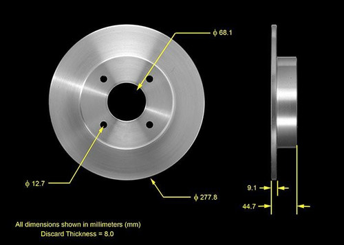 Disc Brake Rotor for 2003-2006 Nissan (Sentra) PRT5554 - front view