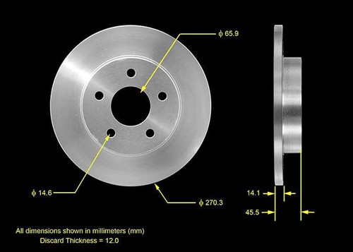Disc Brake Rotor for 2003-2012 Chevrolet/Saturn/Pontiac (Malibu, Ion, Cobalt, G6) PRT5563 - front view