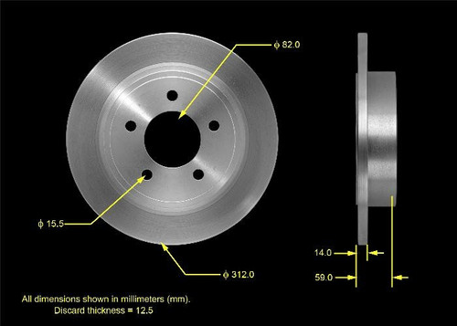 Disc Brake Rotor for 2004-2008 Chrysler (Pacifica) PRT5496 - front view