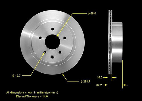 Disc Brake Rotor for 2003-2025 Nissan/INFINITI (350Z, G35, X-Trail, Rogue) PRT5536 - front view