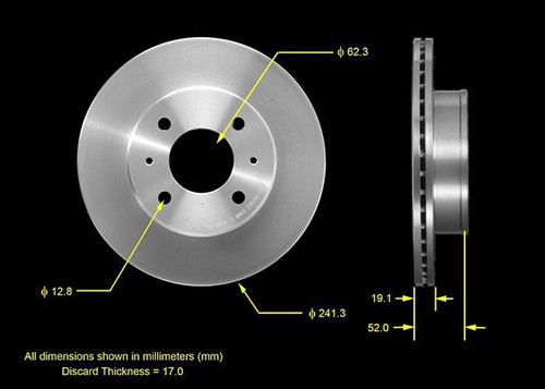 Disc Brake Rotor for 2002-2005 Hyundai (Accent) PRT5498 - front view