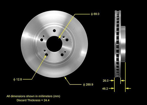 Disc Brake Rotor for 2004-2011 Mitsubishi (Endeavor) PRT5538 - front view